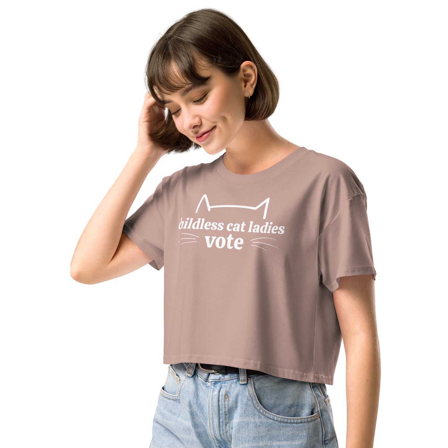Childless Cat Ladies Vote - Women’s Crop Top (White Text)